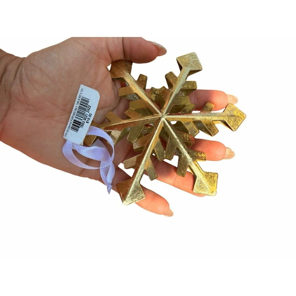 New Macy's Holiday Lane gold 3D snowflake Christmas ornament